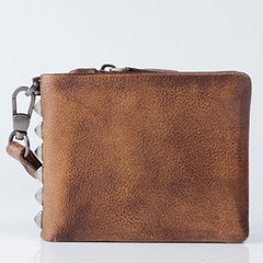 Handmade Leather Mens Chain Biker Wallet Cool Leather Wallet Wrist Wallets for Men