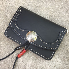 Handmade Leather Mens Cool Slim Leather Envelope Wallet Men Small Wallets Bifold for Men