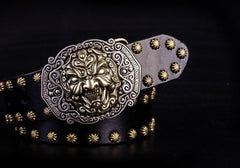 Handmade Genuine Leather Punk Rock Chinese Monster Mens Cool Men Biker Trucker Leather Belt
