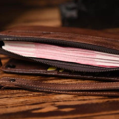 Handmade Mens Cool Long Leather Chain Wallet Cards Biker Trucker Wristlet Wallet - iwalletsmen