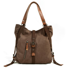 Mens Waxed Canvas Leather Tote Bag Canvas Handbag Canvas Shoulder Bag for Men - iwalletsmen