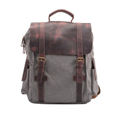Mens Canvas Leather Backpack Canvas Hiking Backpack Canvas Travel Backpack for Men - iwalletsmen