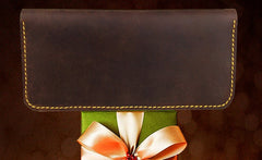 Handmade Leather Mens Cool Travel Long Wallet Card Holder Card Slim Clutch Wallets for Men