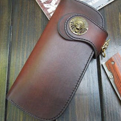 Handmade Leather Biker Wallet Mens Cool Chain Wallet Trucker Wallet with Chain