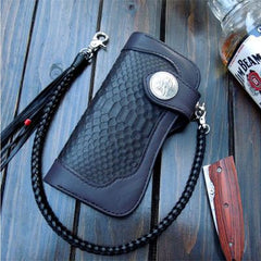 Handmade Leather Biker Wallet Mens Cool Chain Wallet Trucker Wallet with Chain