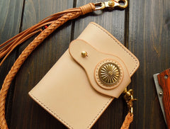 Handmade Leather Biker Wallet Mens Cool billfold Chain Wallet Trucker Wallet with Chain