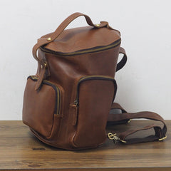 Blue Cool Mens Leather Hiking Backpack Travel Backpack Leather Backpack for Men - iwalletsmen