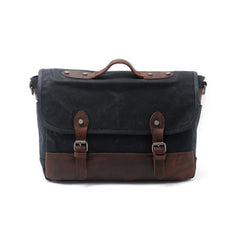 Mens Waxed Canvas Leather Messenger Bag Camera Side Bag Courier Bag for Men - iwalletsmen