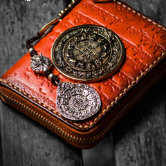 Handmade Leather Tibetan Mens billfold Wallet Cool Chain Wallet Biker Wallet for Men
