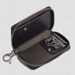 Genuine Leather Mens Cool Long Leather Wallet Zipper Clutch Wallet for Men - iwalletsmen