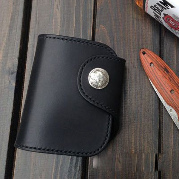 Handmade Leather Biker Wallet Mens Cool billfold Chain Wallet Trucker Wallet with Chain