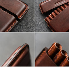 Handmade Black Leather Slim Mens 10pcs Cigarette Holder Case Cool Custom Cigarette Case for Men - iwalletsmen