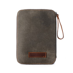 Cool Waxed Canvas Leather Mens Wristlet Bag Work Clutch Zipper Bag for Men - iwalletsmen