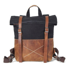 Cool Waxed Canvas Leather Mens Backpack Canvas Travel Backpacks Canvas School Backpack for Men - iwalletsmen