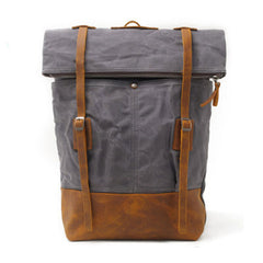 Cool Waxed Canvas Leather Mens Backpacks Canvas Travel Backpack Canvas School Backpack for Men - iwalletsmen