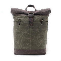 Cool Waxed Canvas Leather Mens Hiking Backpacks Canvas LaptopBackpack Canvas School Backpack for Men - iwalletsmen