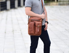 Genuine Leather Mens Cool Shoulder Bag Messenger Bag Chest Bag Bike Bag Cycling Bag for men