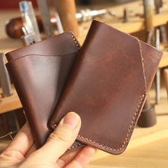 Handmade Dark Brown Leather Mens Card Holder Tan Card Holder Small Card Case For Men - iwalletsmen