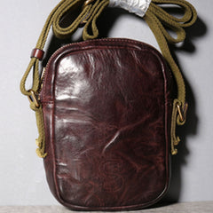 Handmade Genuine Leather Mens Cool Messenger Bag Sling Bag Chest Bag Bike Bag Cycling Bag for men