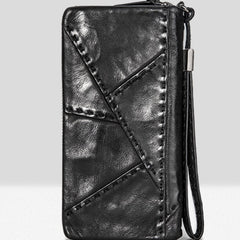 Handmade Mens Cool Long Leather Chain Wallet Cards Biker Trucker Wristlet Wallet - iwalletsmen