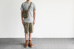 Canvas Leather Mens Cool Messenger Bag Sling Bag Chest Bag Bike Bag Cycling Bag for men