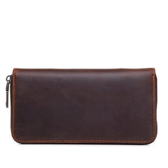 Brown Mens Leather Cards Long Wallets Lot of Cards Zipper Long Wallet Cards Wallet for Men - iwalletsmen