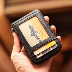 Black Leather Mens Card billfold Wallet Zipper Small Card Wallet Card Holders For Men - iwalletsmen