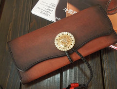 Handmade Leather Mens Clutch Wallet Cool Wallet Long Wallets for Men Women