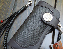 Handmade Leather Biker Wallet Mens Cool Chain Wallet Trucker Wallet with Chain