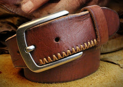 Handmade Genuine Leather Mens Leather Men Brown Black Belt for Men Cool Leather Belt