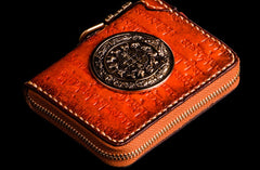 Handmade Leather Tibetan Mens billfold Wallet Cool Chain Wallet Biker Wallet for Men