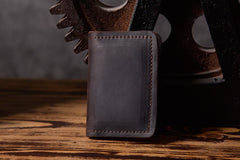 Handmade Leather Mens Cool Wallet Card Slim Wallet Change Coin License Wallet for Men