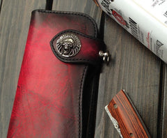 Handmade Leather Biker Wallet Mens Cool Chain Wallet Trucker Wallet with Chain