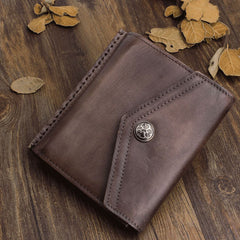 Handmade Mens Cool billfold Leather Wallet Men Small Envelope Wallets Bifold for Men