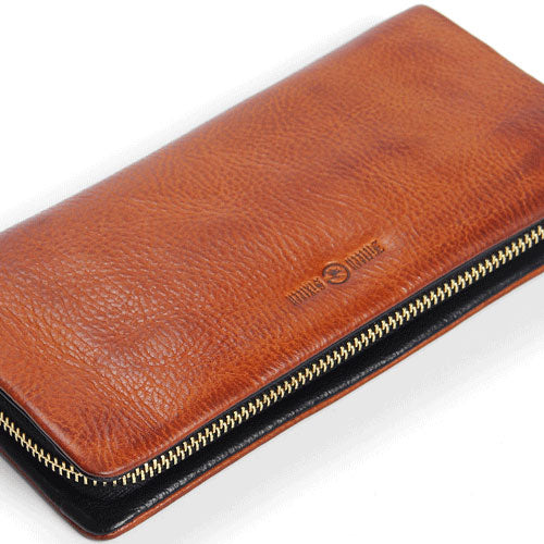 Handmade Leather Mens Cool Long Leather Wallet Bifold Clutch Wallet for Men - iwalletsmen