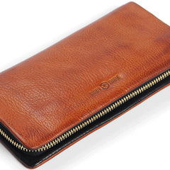 Handmade Leather Mens Cool Long Leather Wallet Bifold Clutch Wallet for Men - iwalletsmen