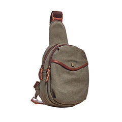 Cool Gray Canvas Mens Sling Bag Chest Bag One Shoulder Packs for men - iwalletsmen