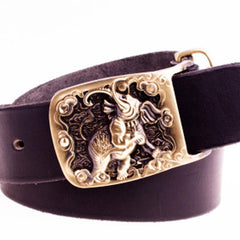 Handmade Genuine Leather Punk Rock Elephant Mens Cool Men Biker Trucker Leather Belt