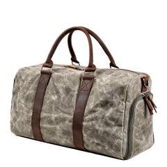 Waxed Canvas Leather Mens Large Fitness Bag Travel Green Weekender Bag Duffle Bag for Men - iwalletsmen