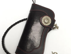 Handmade Leather Biker Wallet Mens Cool Chain Wallet Trucker Wallet with Chain
