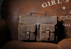 Handmade Leather Mens Cool Messenger Bag Work Bag Backpack Travel Bag Briefcase Bag for men