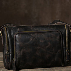 Genuine Leather Mens Cool Shoulder Bag Messenger Bag Chest Bag Bike Bag Cycling Bag for men