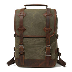Waxed Canvas Leather Mens Backpack Canvas Travel Backpacks Canvas School Backpack for Men - iwalletsmen