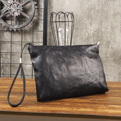 Cool Leather Mens Soft Leather Zipper Clutch Bag Wristlet Purse for Men - iwalletsmen