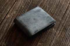 Genuine Leather Mens Cool billfold Leather Wallet Men Small Wallets Bifold for Men