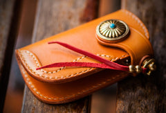 Handmade Leather Biker Mens Cool Car Key Wallet Coin Wallet Pouch Car KeyChain for Men