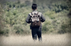 Handmade Leather Mens Cool Backpack Sling Bag Large Coffee Travel Bag Hiking Bag for men