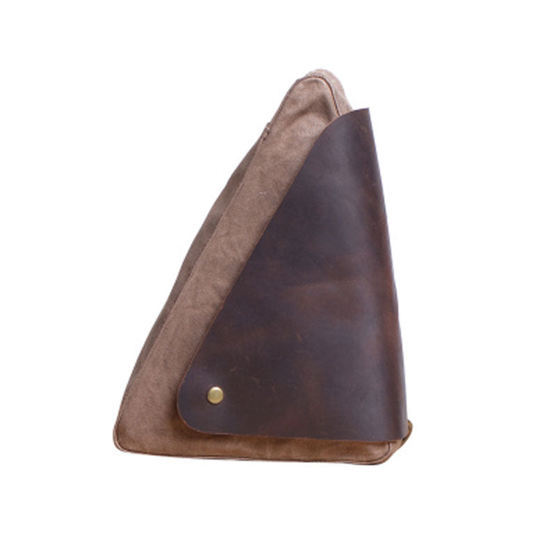 Cool Canvas Leather Triangular Mens Sling Bag Chest Bag One Shoulder Pack for men - iwalletsmen