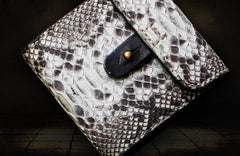 Handmade Leather Boa Skin Tooled Mens billfold Wallet Cool Slim Wallet Biker Wallet for Men