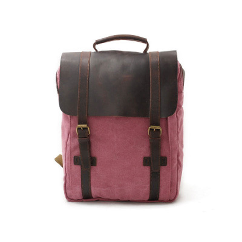 Cool Canvas Leather Mens Laptop Backpack Canvas Travel Backpack Canvas School Backpack for Men - iwalletsmen